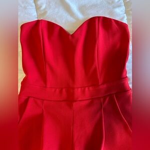 Elegant Red Strapless Jumpsuit